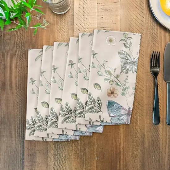 Butterfly Cotton Twill Napkin Cream {4}