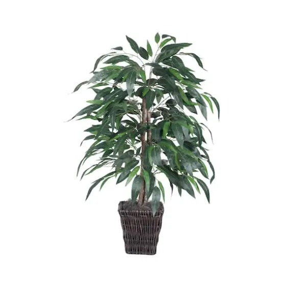 4ft. Artificial Mango Bush with Square Willow Basket {1}