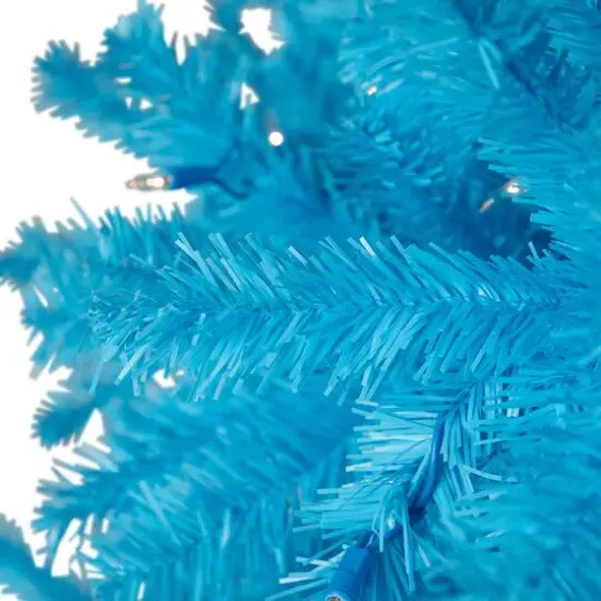 7ft. Pre-Lit Medium Sky Blue Pine Artificial Christmas Tree, Clear Lights {5}