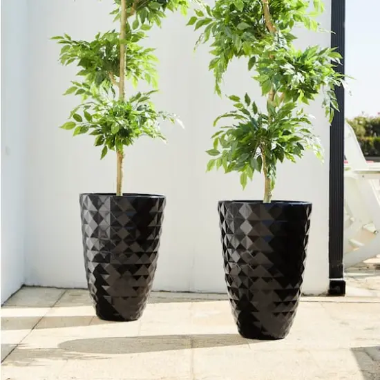 Glitzhome&reg; 19.7" Eco-Friendly Oversized Faux Ceramic Pot Planters, 2ct. Black {3}