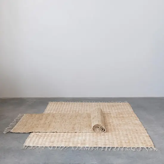 Hello Honey&reg; Natural Boho Woven Jute & Cotton Floor Runner Rug with Fringe, 96" x 30" {3}