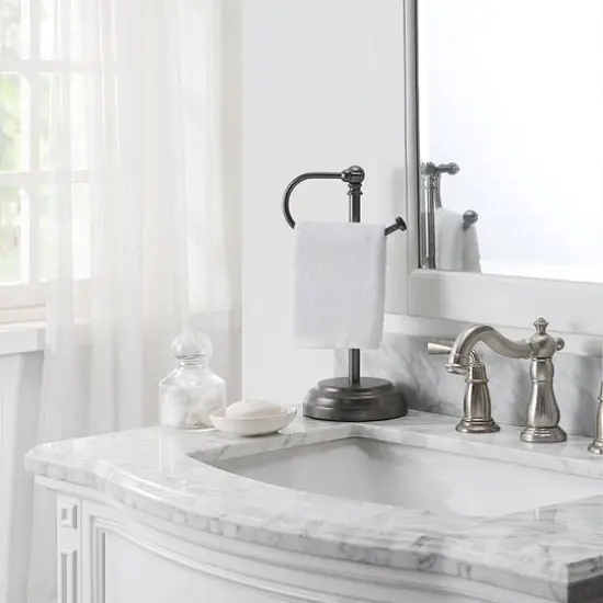 SunnyPoint 13.5" Black Nickel Heavy Weight Decorative Metal Fingertip Towel Holder Stand {4}