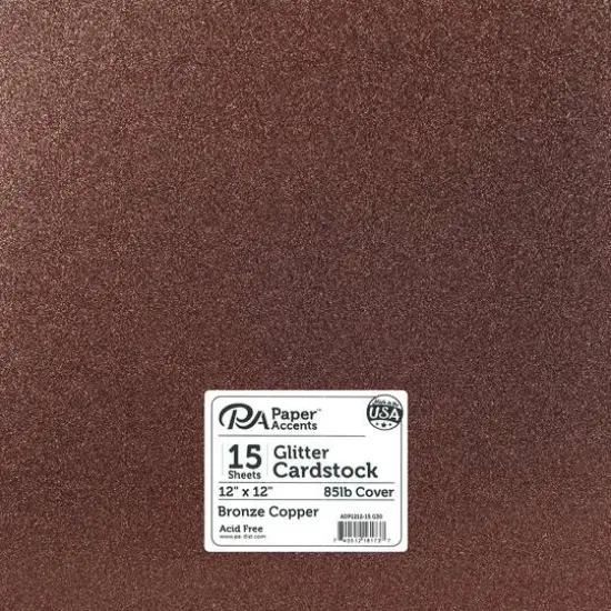PA Paper&trade; Accents Glitter 12" x 12" Cardstock, 15 Sheets Bronze Copper {1}