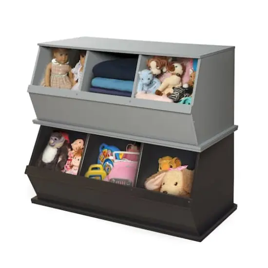 Badger Basket 3 Bin Stackable Storage Cubby Espresso {9}