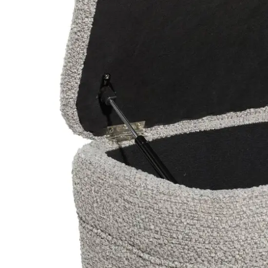 40" Contemporary Polyester & Wood Storage Bench Light Gray {7}