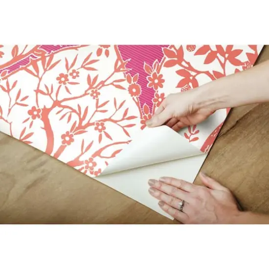 RoomMates Tree & Vine Ogee Peel & Stick Wallpaper Pink and orange {7}