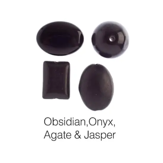John Bead Earth's Jewels Natural Stone Bead Assortment, 100g Dyed Black Obsidian/Onyx/Jasper/Agate {4}