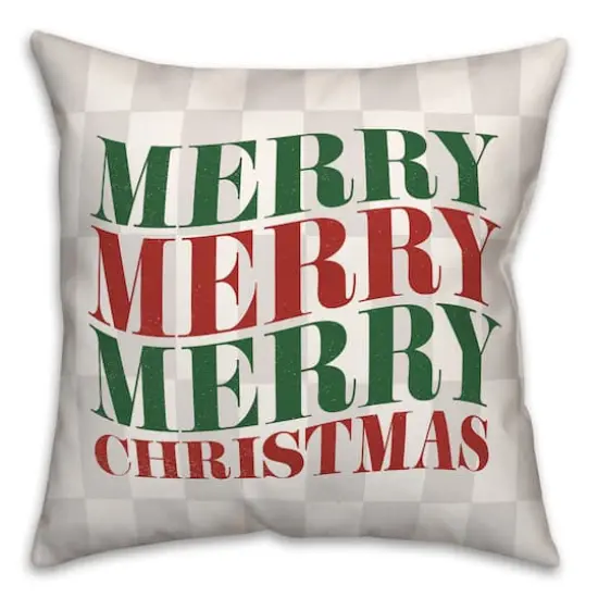 Merry Merry Merry Check 18" x 18" Spun Poly Pillow {1}