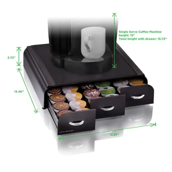 Mind Reader Black 36 Capacity 'Anchor' Triple Drawer Single Serve Coffee Pod Holder {4}