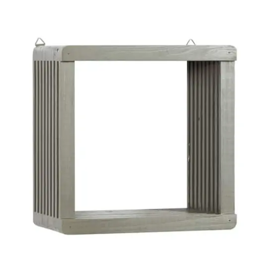 Gray Wood Contemporary Wall Shelf, 12" x 12" x 7" {1}