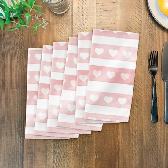 Simple Watercolor Stripe Heart Beverage Napkin {4}