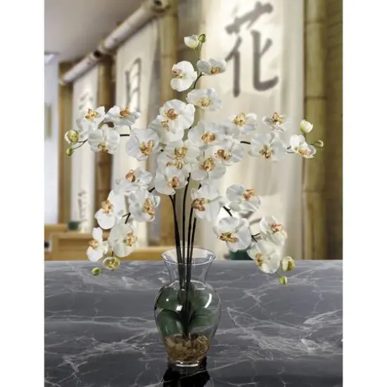 2.5ft. Moth Orchid Liquid Illusion Silk Flower Arrangement Cream {4}