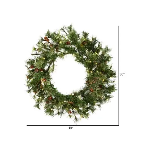 30" Warm White Dura-Lit&reg; LED Mixed Country Pine Wreath {4}