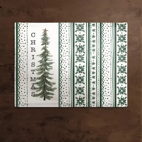 Christmas Tree Green Patterns Poly Twill Placemat {3}