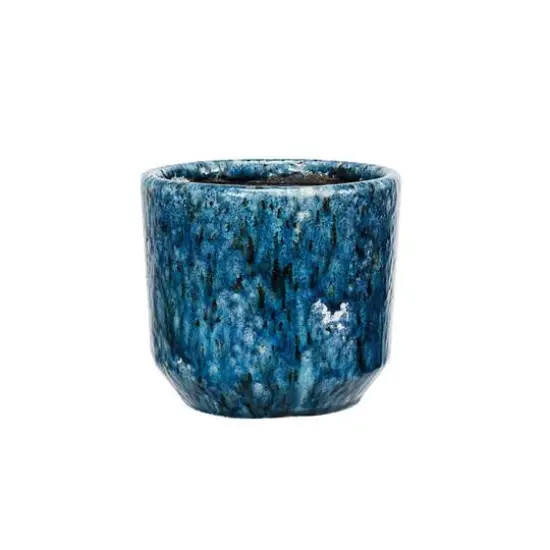 Hello Honey&reg; 5.25" Blue Crackle Glaze Decorative Terra Cotta Planter {3}