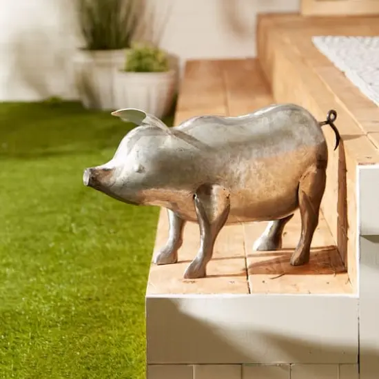 Galvanized Pig Sculpture {5}
