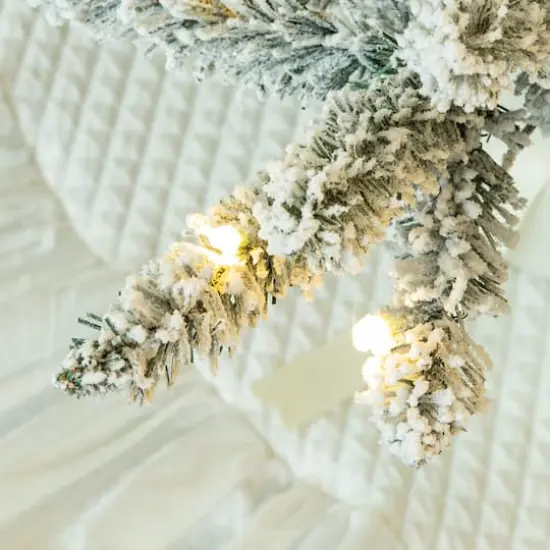 10ft. Pre-Lit Flocked Fir Artificial Christmas Tree, Warm White Lights {7}