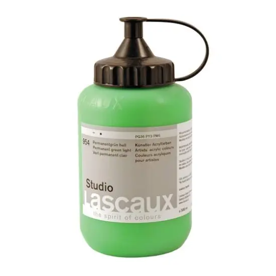 Lascaux Studio Acrylic Paint, 500mL 954 Permanent Green Light {1}