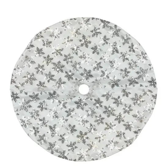 20" White & Silver Sequin Snowflake Mini Tree Skirt {3}