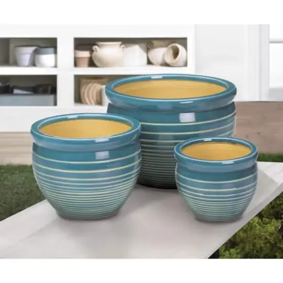Ocean Breeze Ceramic Planter Set {3}