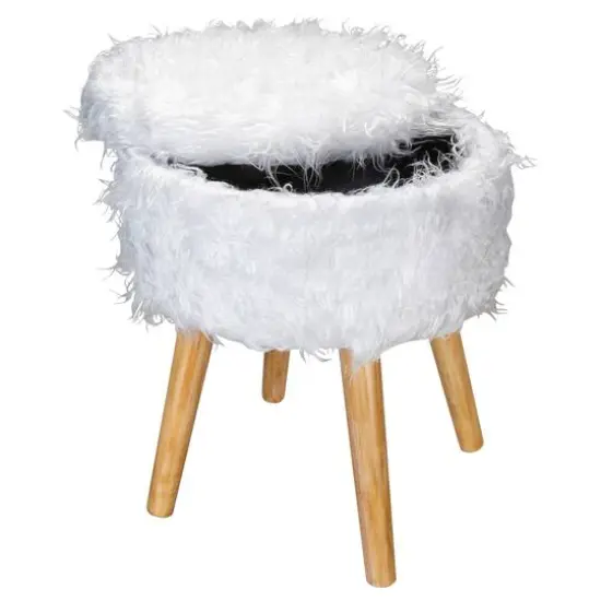 Organize It All White Faux Fur Storage Ottoman {7}