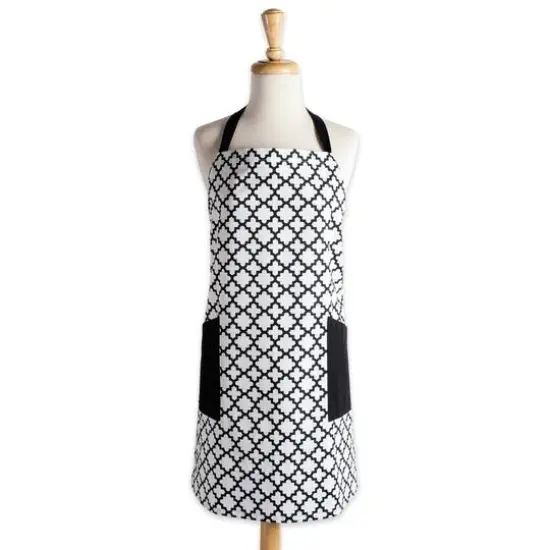DII&reg; White & Black Lattice Print 2-Pocket Apron Assorted {6}