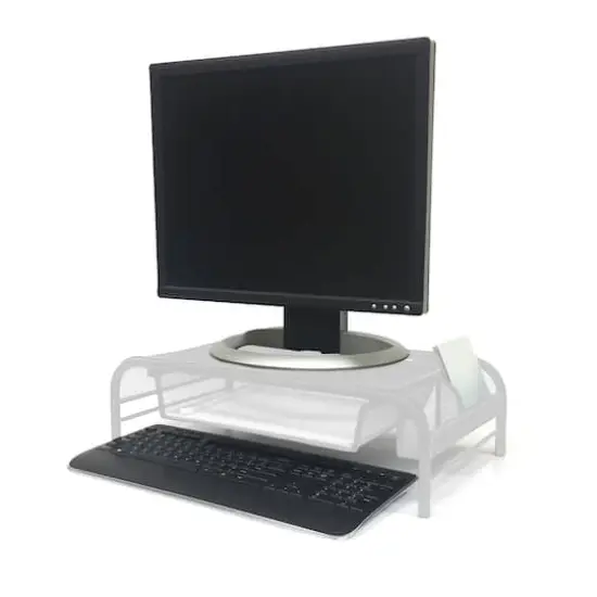 Mind Reader Metal Mesh Monitor Stand & Desk Organizer White {4}