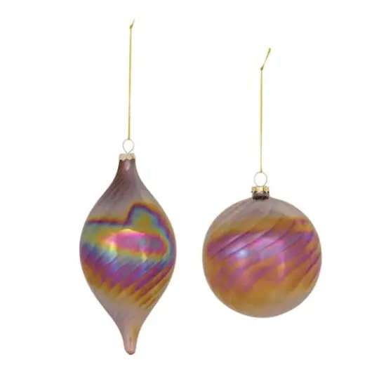 6ct. Iridescent Glass Swirl Ornaments {3}