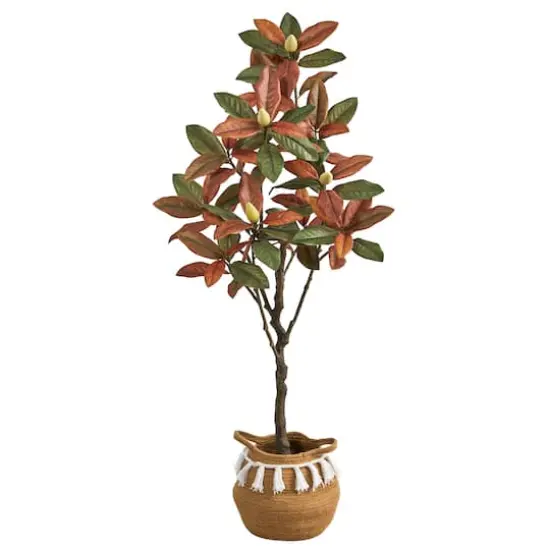 5ft. Artificial Fall Magnolia Tree with Basket {1}