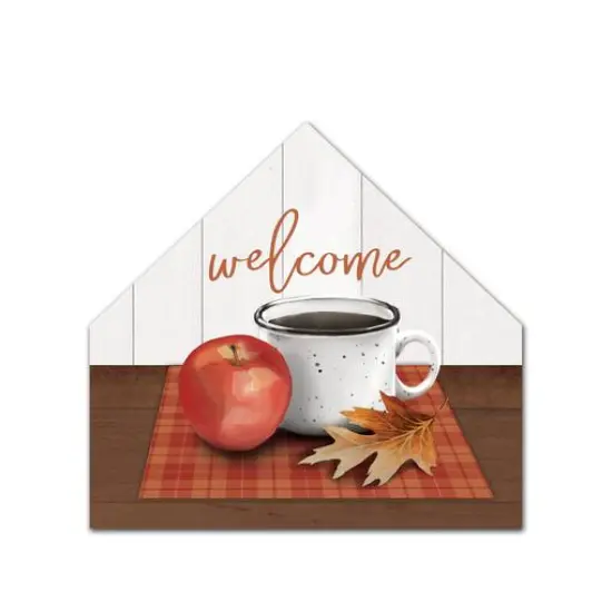 Welcome Mug House Shaped Canvas Wall Accent {1}