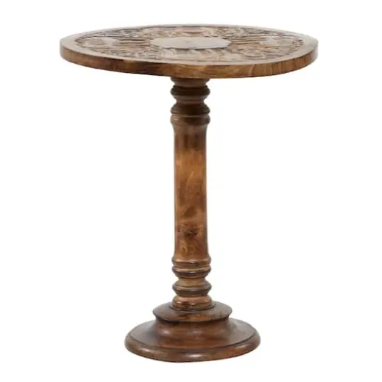 Brown Mango Wood Traditional Accent Table, 21" x 17" x 17" {3}
