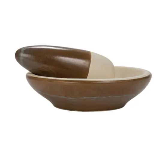 Hello Honey® Brown & Cream Reactive Glaze Stoneware Mortar & Pestle {9}