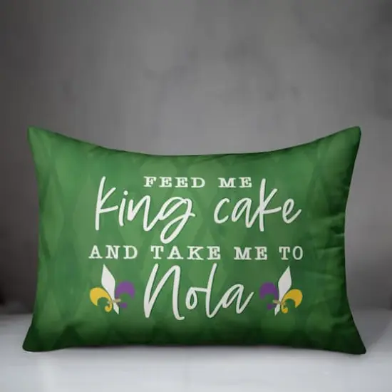 Feed Me King Cake Mardi Gras Throw Pillow {4}