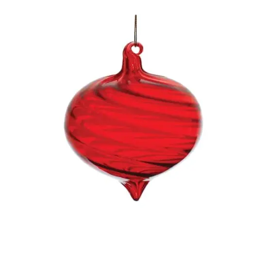 Red Swirl Glass Ornaments Set {6}