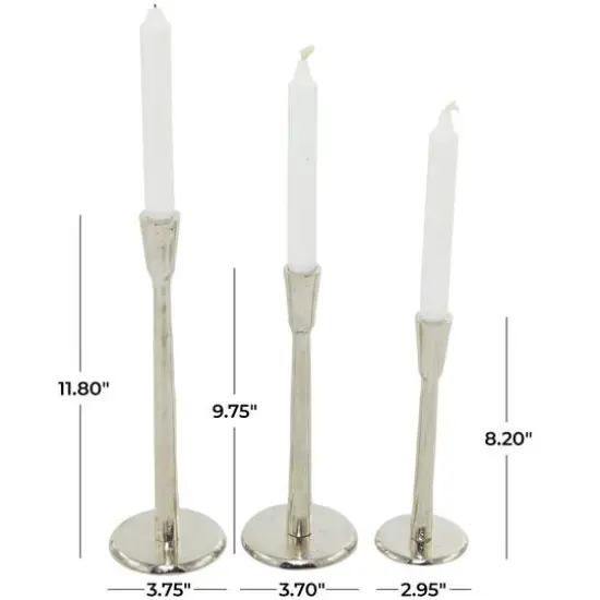Silver Aluminum Tapered Candle Holder Set {6}