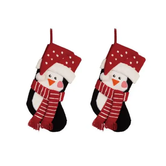 Glitzhome&reg; 19" 3D Penguin Hooked Stockings, 2ct. {1}