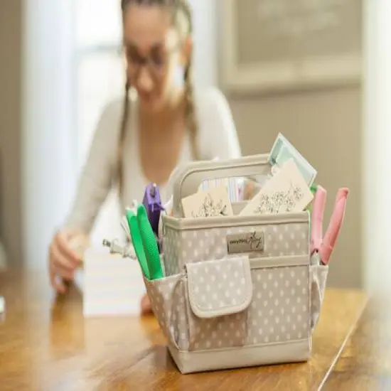 Everything Mary Tan Dots Collapsible Craft Caddy {8}