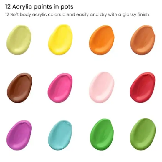 Arteza&reg; Kids Canvas Paint Kit, 4 Mini Canvas- 3 x 3 with Easel, Nature {4}