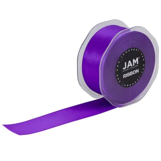 JAM Paper 1.5" x 25yd. Double Faced Satin Ribbon Purple {4}