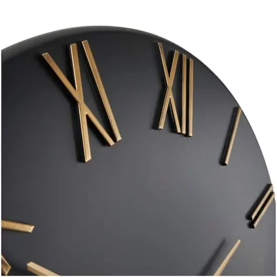 31" Modern Black & Gold Metal Wall Clock {10}