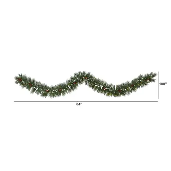 9ft. Pre-Lit Clear LED Frosted Swiss Pine & Berry Artificial Garland {3}