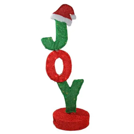 3.5ft. Rotating Red & Green Lighted JOY Christmas Sign {4}