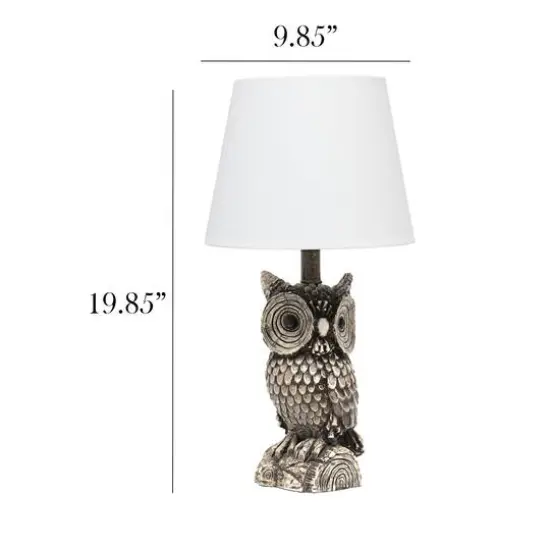 Simple Designs&trade; 20" Brown and White Owl Table Lamp with Shade White Shade {4}