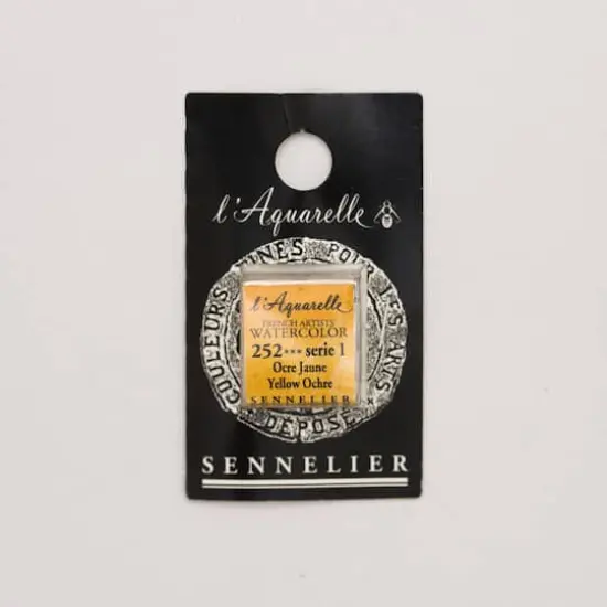 Sennelier French Artists' Watercolor Paint, Half Pan 252 Yellow Ochre {1}