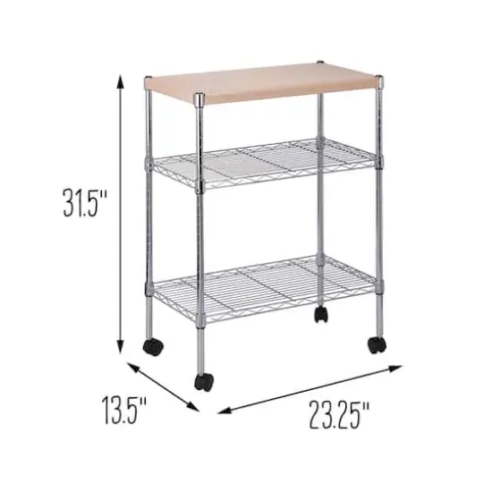 Honey Can Do Chrome/Wood Mini 3 Tier Dining Cart {5}