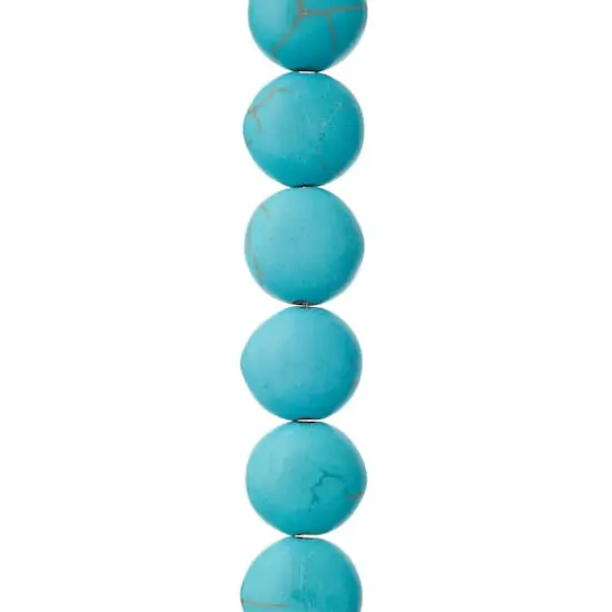 Turquoise Dyed Howlite Lentil Beads, 12mm by Bead Landing&trade; {1}