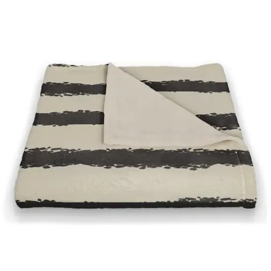 Stripes Coral Fleece Blanket Cream/Black {3}
