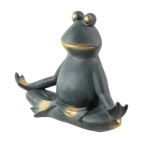 12" Frog in Lotus Yoga Position Garden Statue {5}