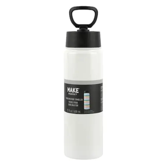 22oz. White Stainless Steel Sublimation Water Bottle by Make Market&reg; {3}