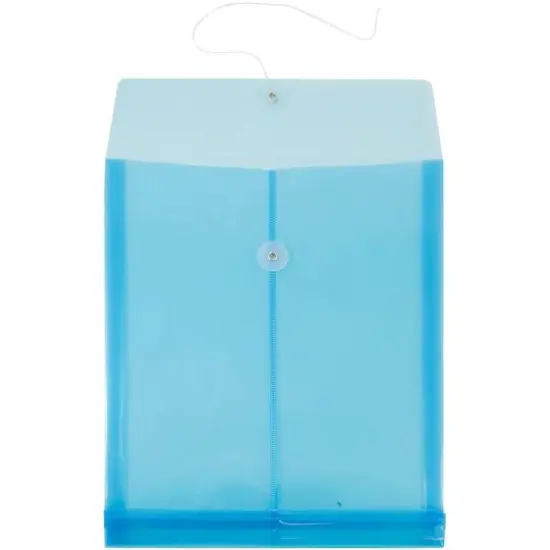 JAM Paper 9.75" x 13" Blue Plastic Button String Open End Envelopes, 24ct. {3}